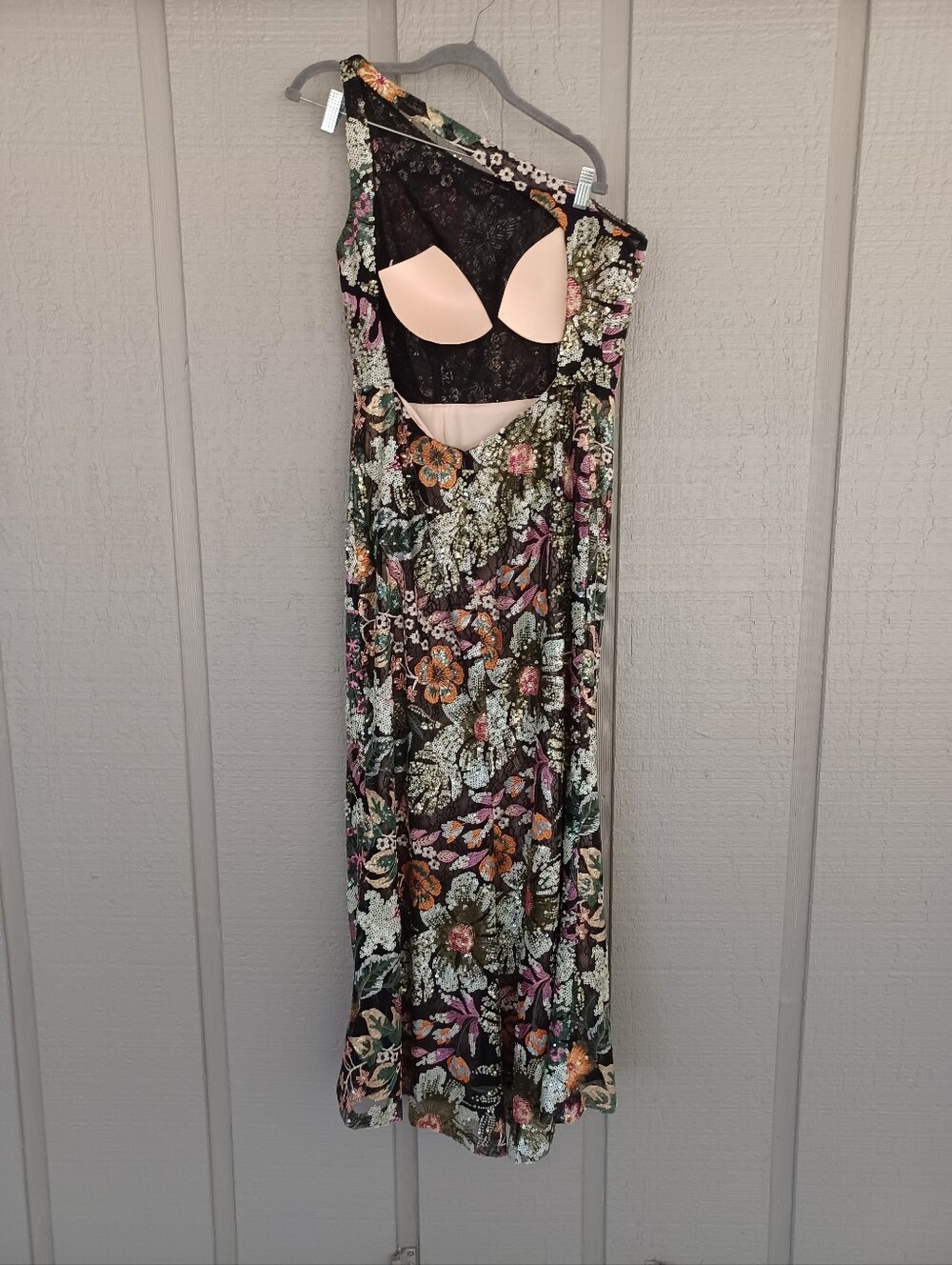 Mac Duggal Floral Sequined Embroidered One Shoulder Gown Size 10 Prom 49574 - Picture 3 of 16